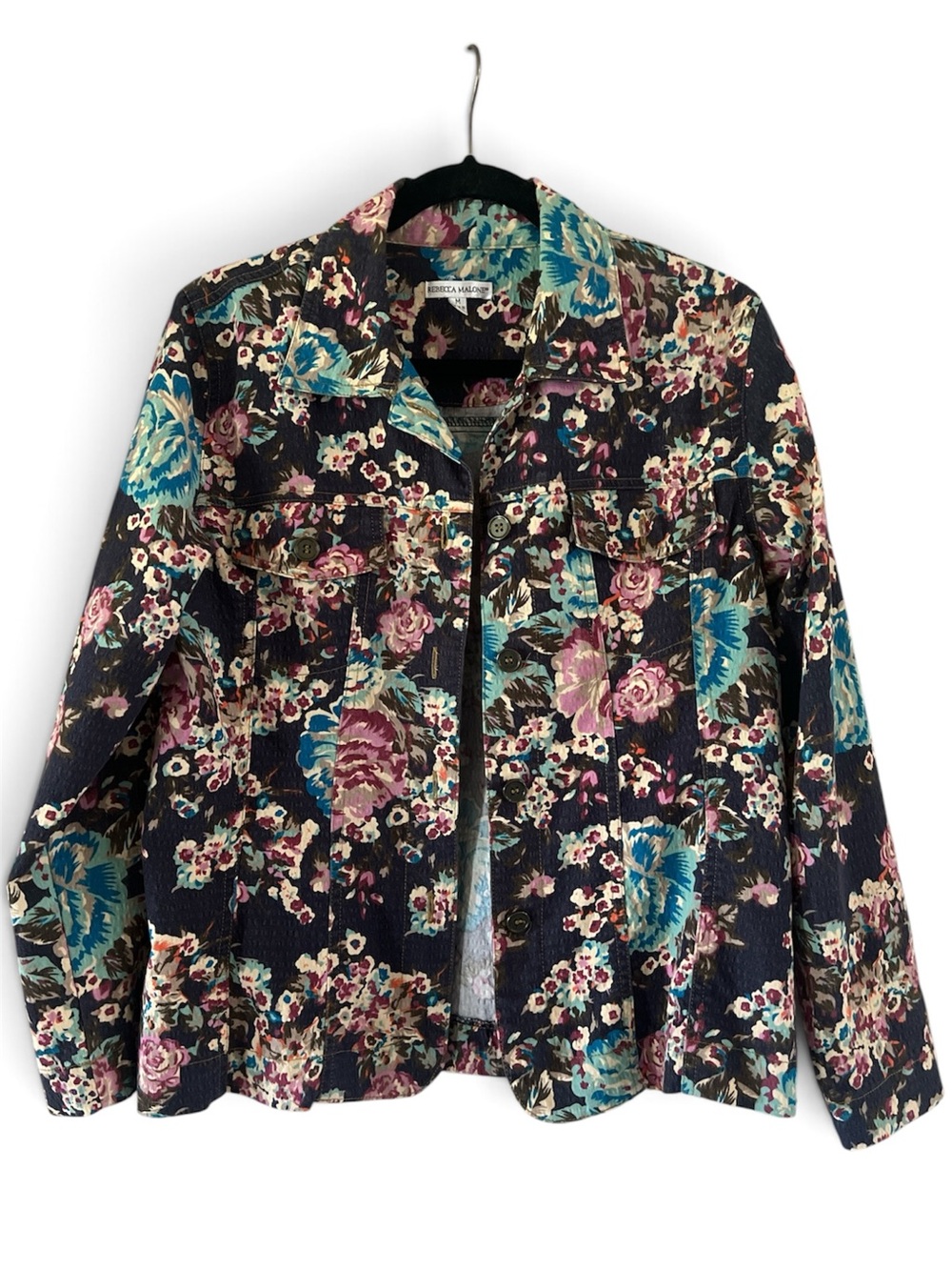 Rebecca Malone Floral Multicolor Blouse with Teal and Magenta